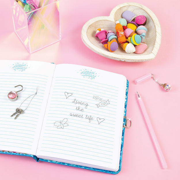 Bubble Gum Glitter Locking Journal