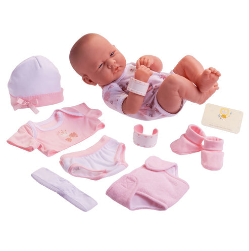La Newborn Nursery 8 piece Layette Pink Baby Doll Gift Set 14 inch Lifelike Newborn Doll