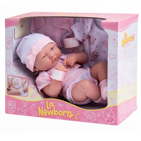La Newborn Nursery 8 piece Layette Pink Baby Doll Gift Set 14 inch Lifelike Newborn Doll