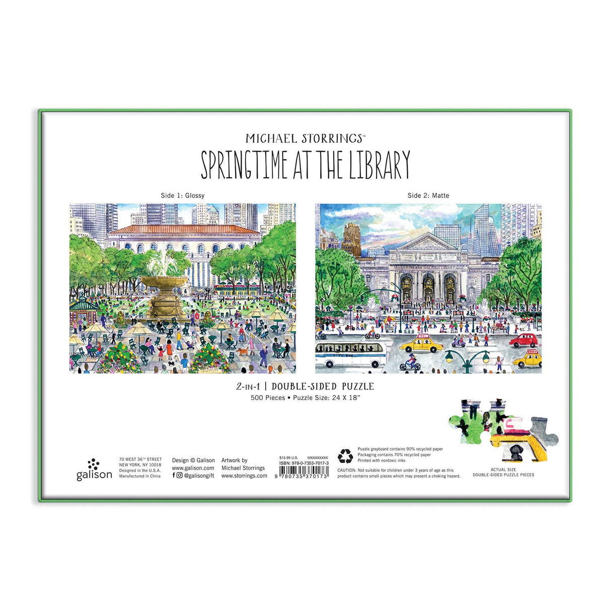 Springtime At the Library 500 Piece Double-Sided Puzzle