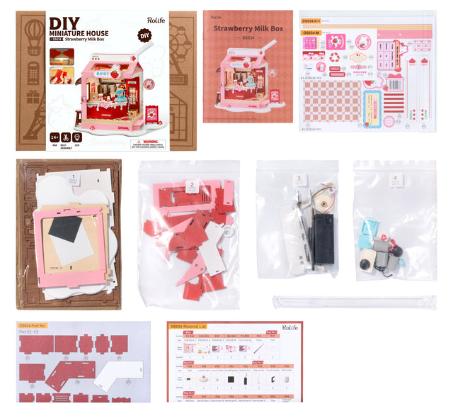 Strawberry Milk Box Miniature House Kit