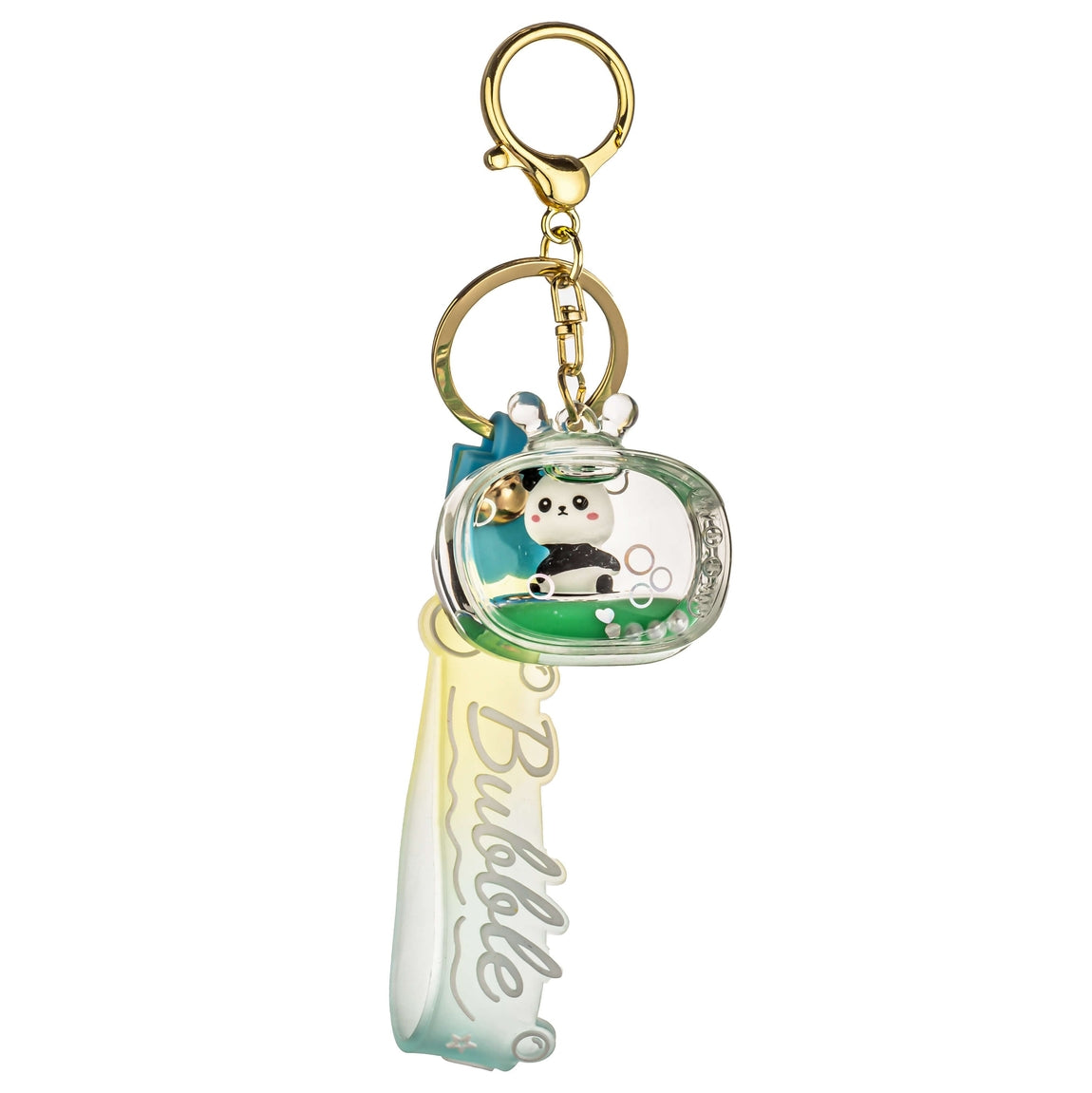 Cute Panda Cartoon TV Liquid Effect Sensory Keychain - Green