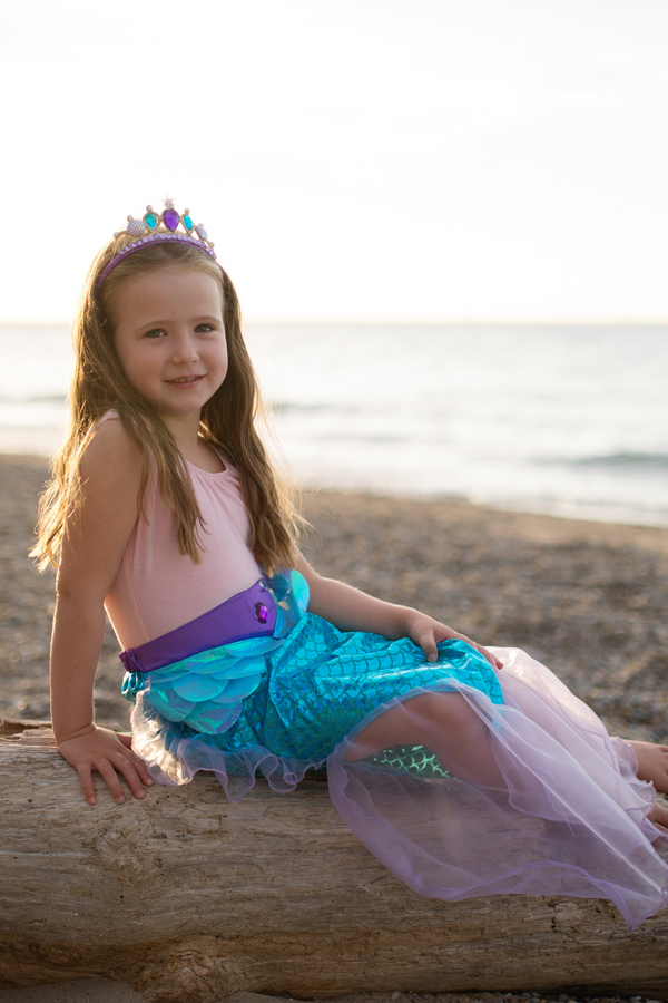 Mermaid Glimmer Skirt with Tiara, Lilac/Blue, Size 5-6