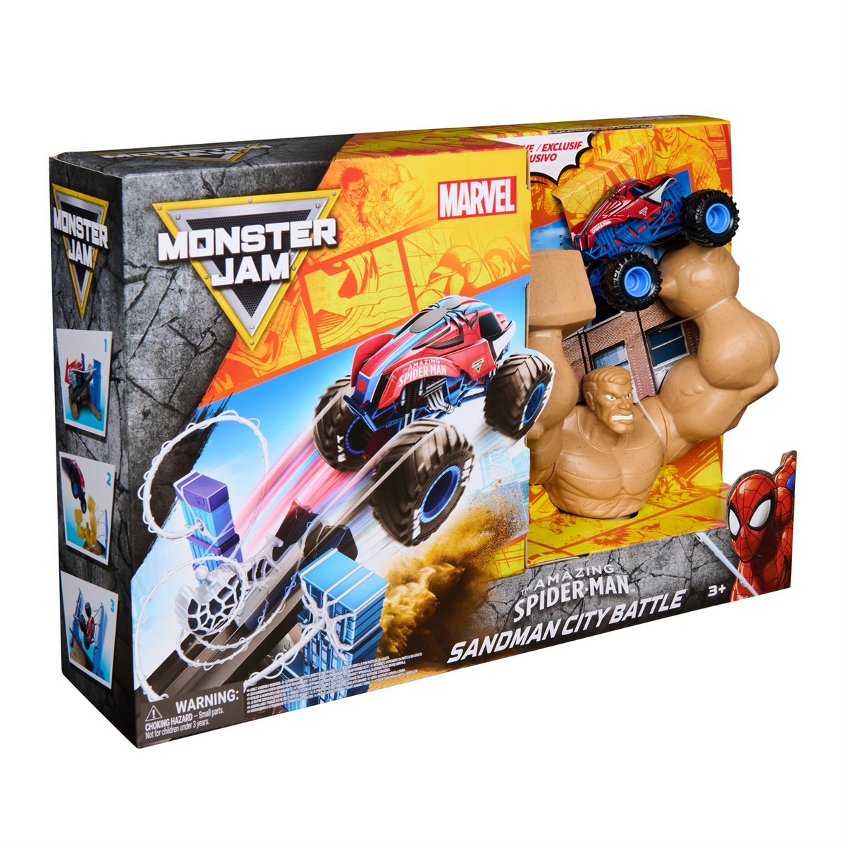 Monster Jam Spiderman Sandman City Battle Playset