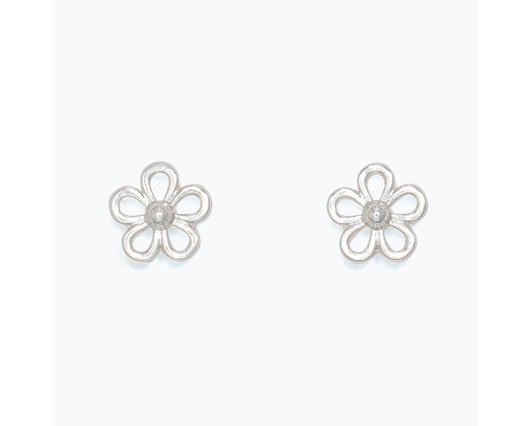 Delicate Open Silver Flower Earrings