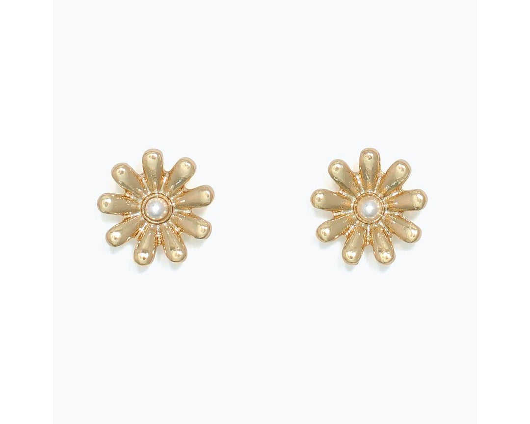 Gold Flowers with Pearl Earrings