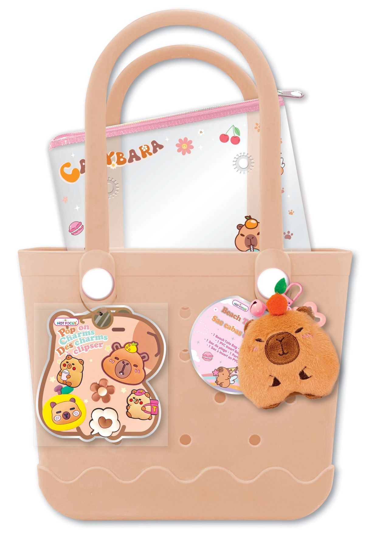 Beach Tote Bag with Charms, Capybara