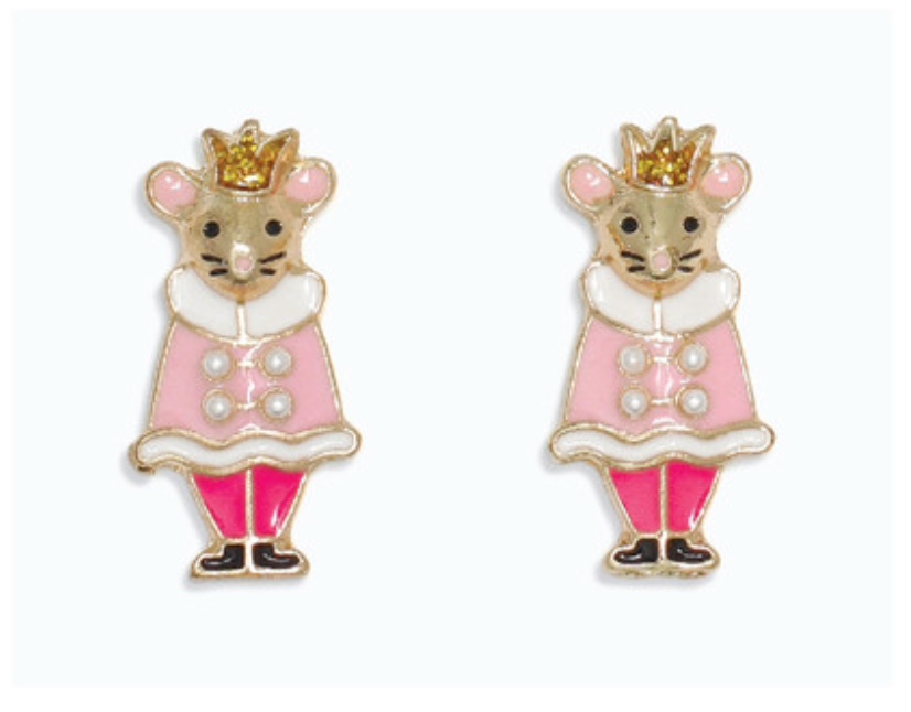 Pink Nutcracker Mouse Earrings