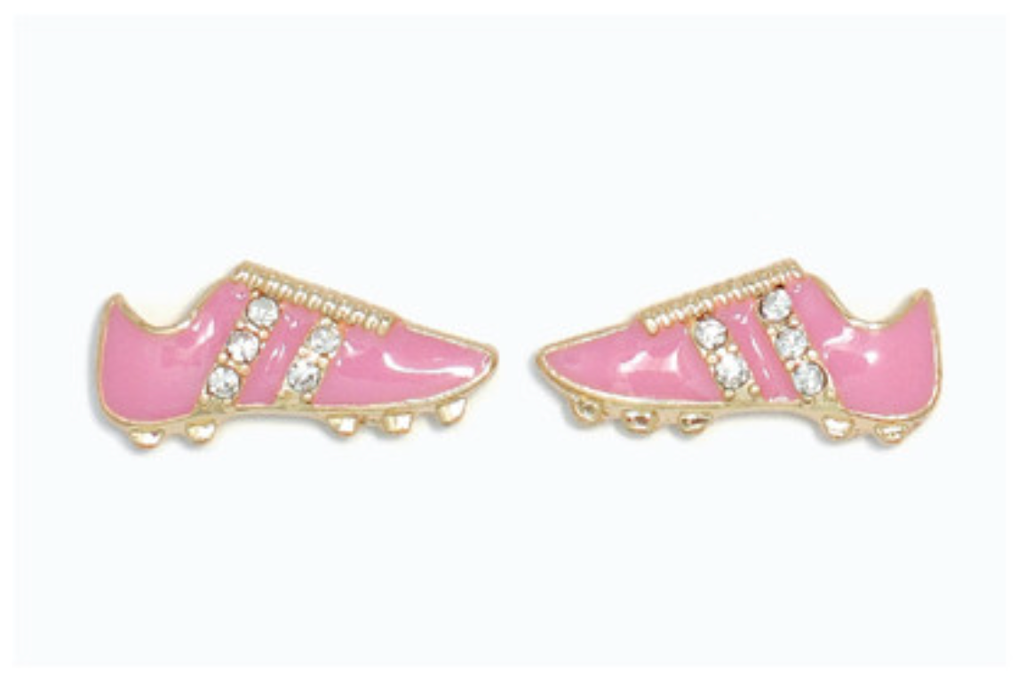 Pink with Crystal Cleats Earrings