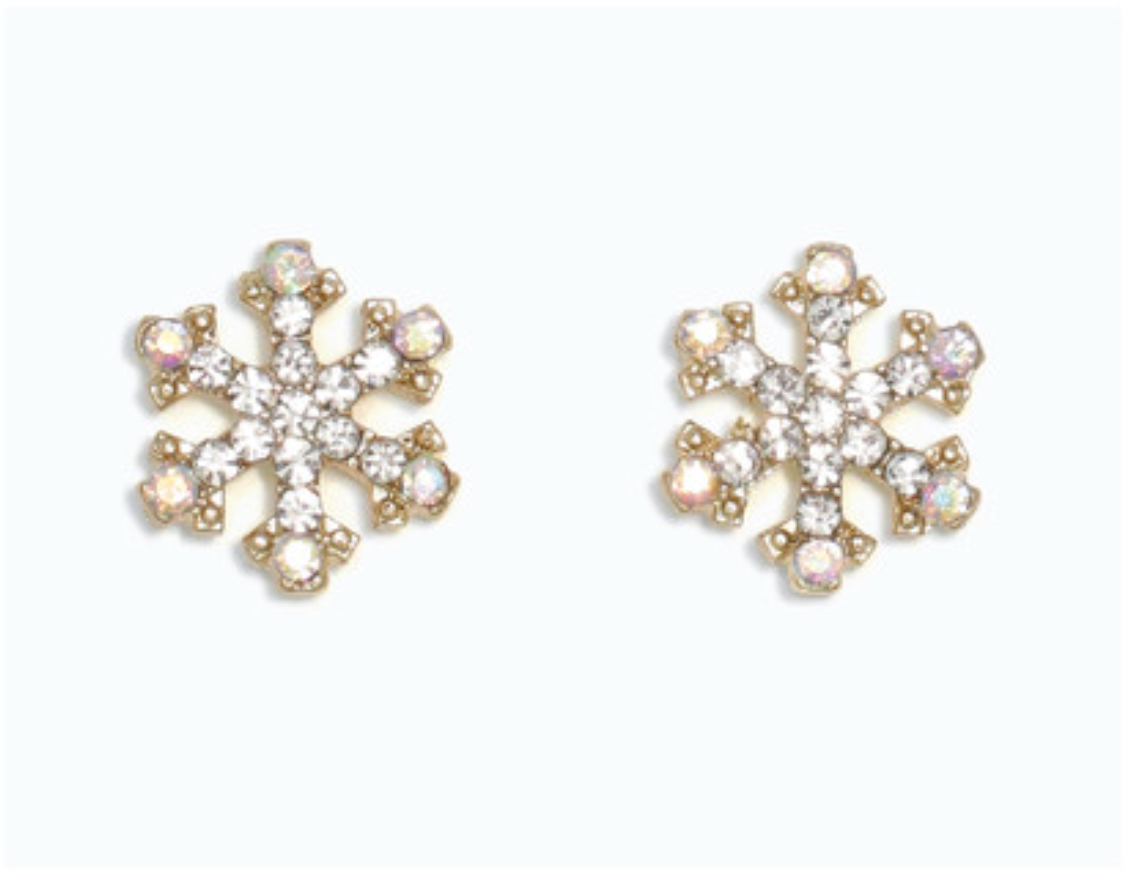 AB Crystal Snowflakes Gold Earrings