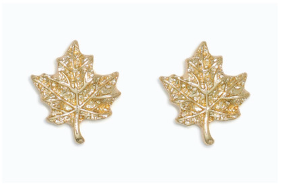 Polished Gold Maple Leaves Earrings