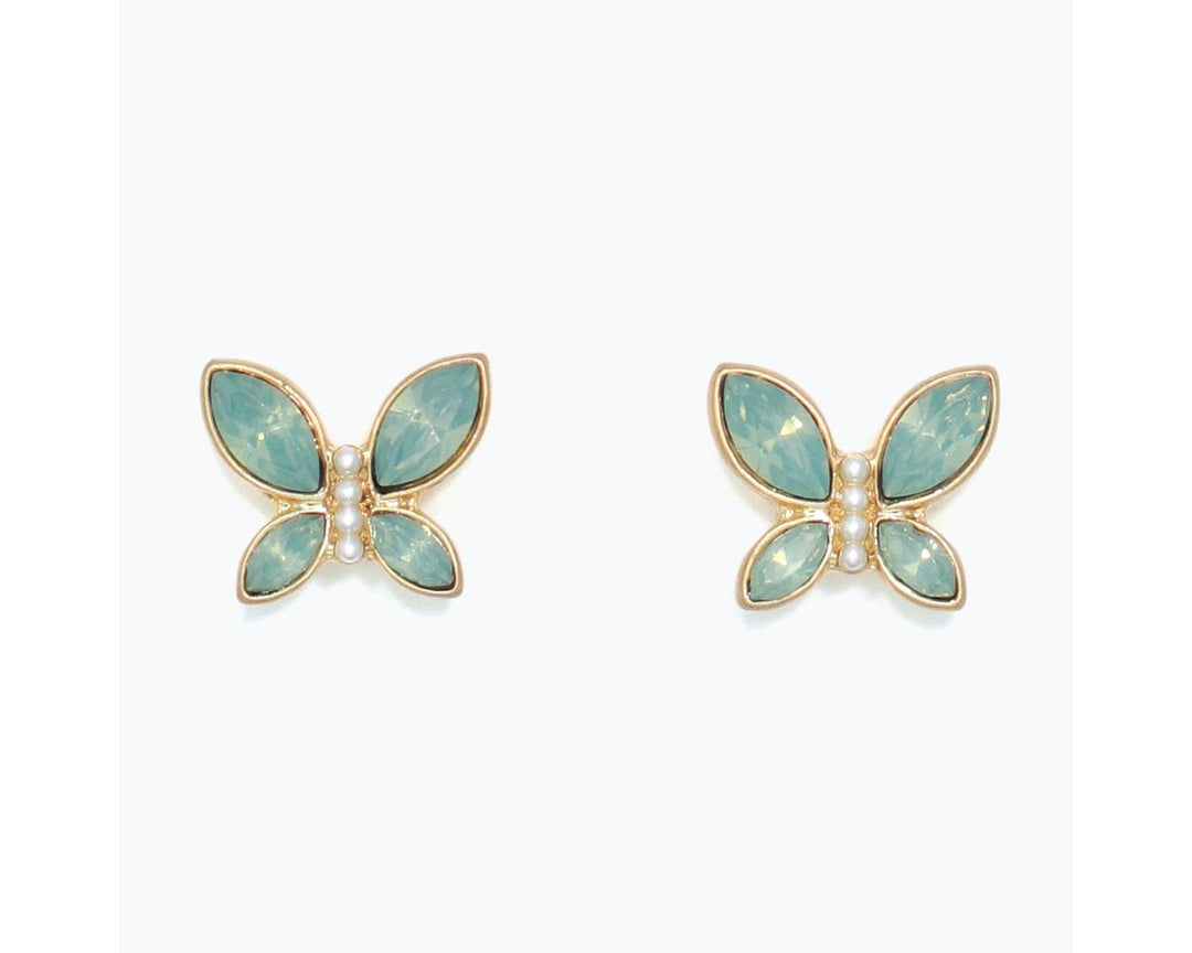 Mint Crystal Butterflies Earrings