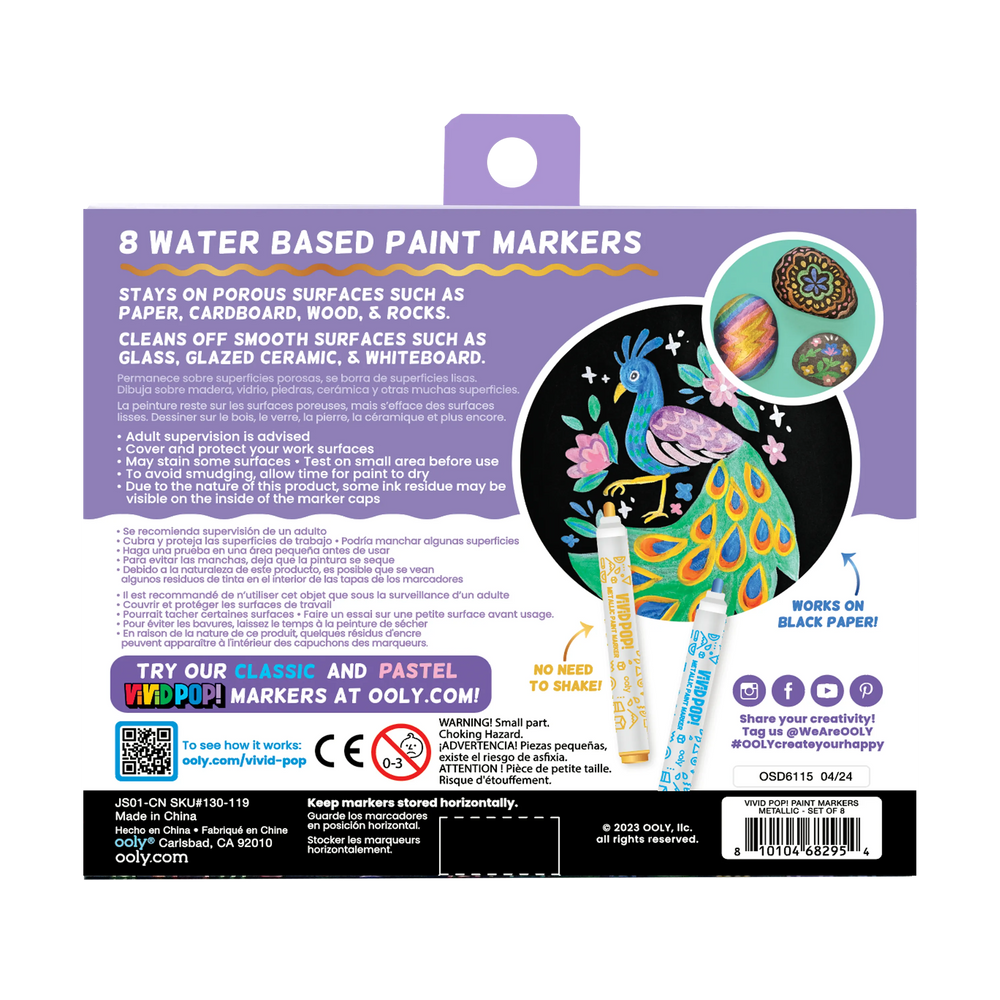 Vivid Pop! 8 Water Based Paint Markers - Metallic