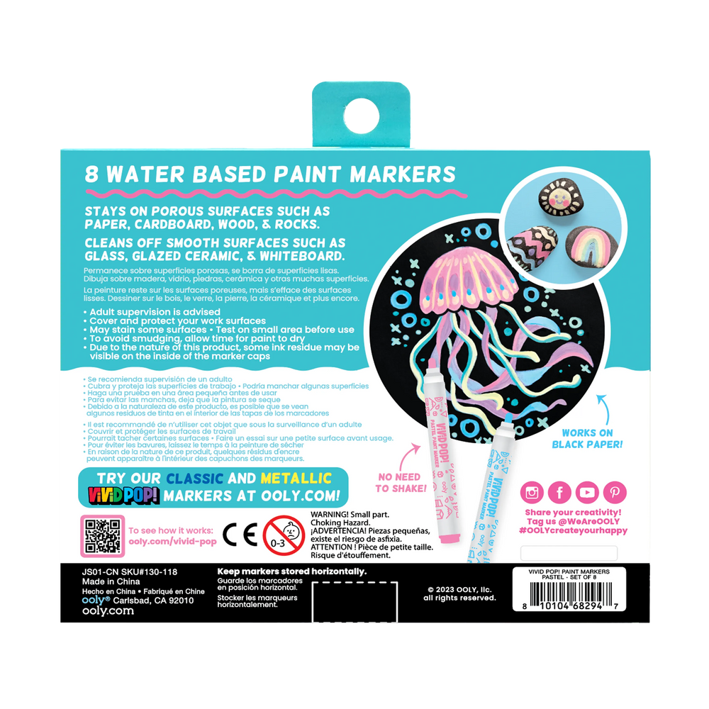 Vivid Pop! 8 Water Based Paint Markers - Pastel