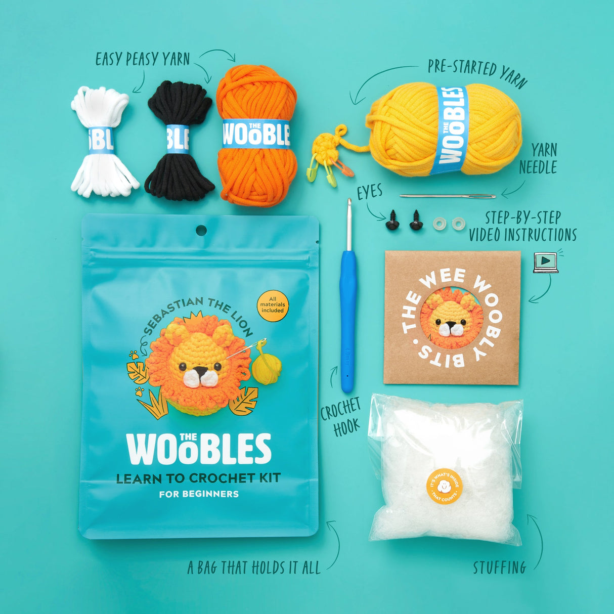 Sebastian the Lion Learn to Crochet Kit