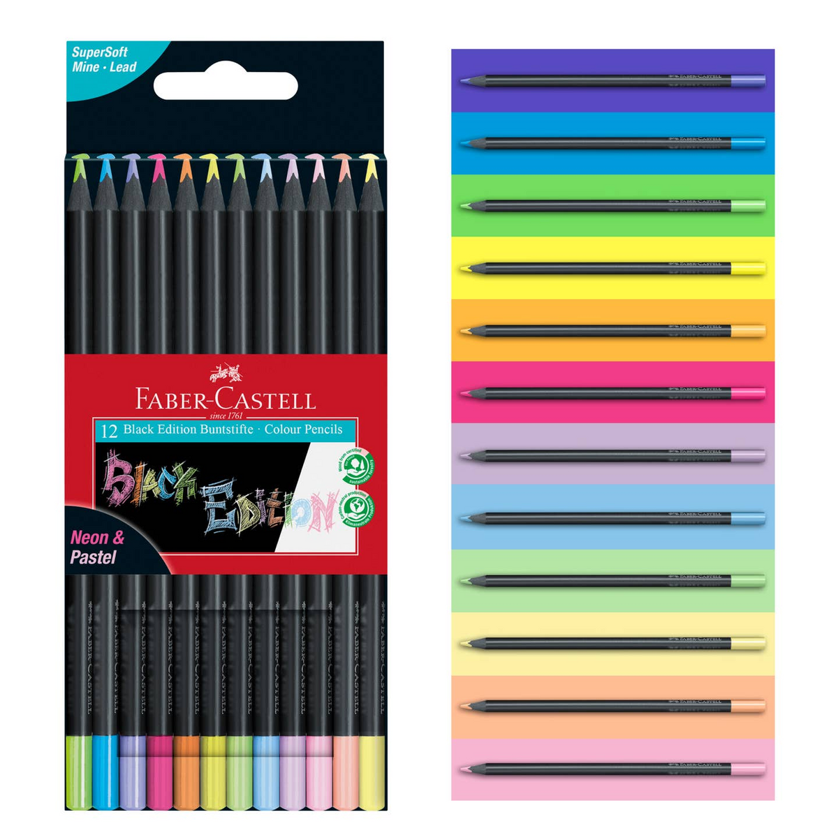 Black Edition Color Pencils Neon + Pastel