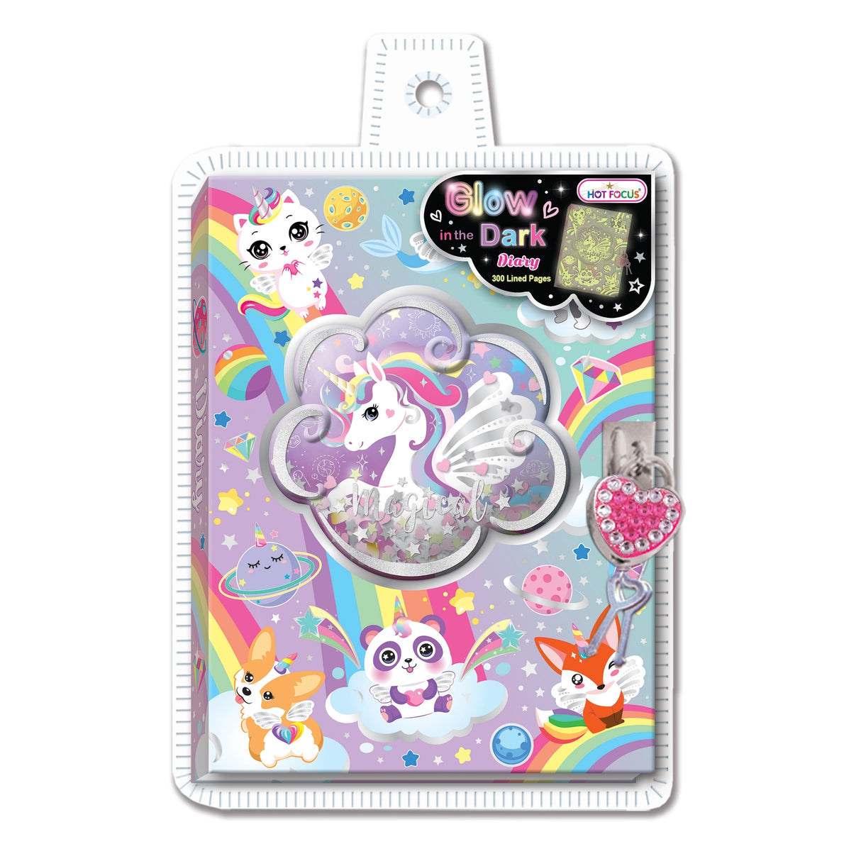 Diary with Lock & Keys, Glow in the Dark