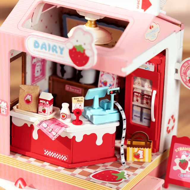 Strawberry Milk Box Miniature House Kit