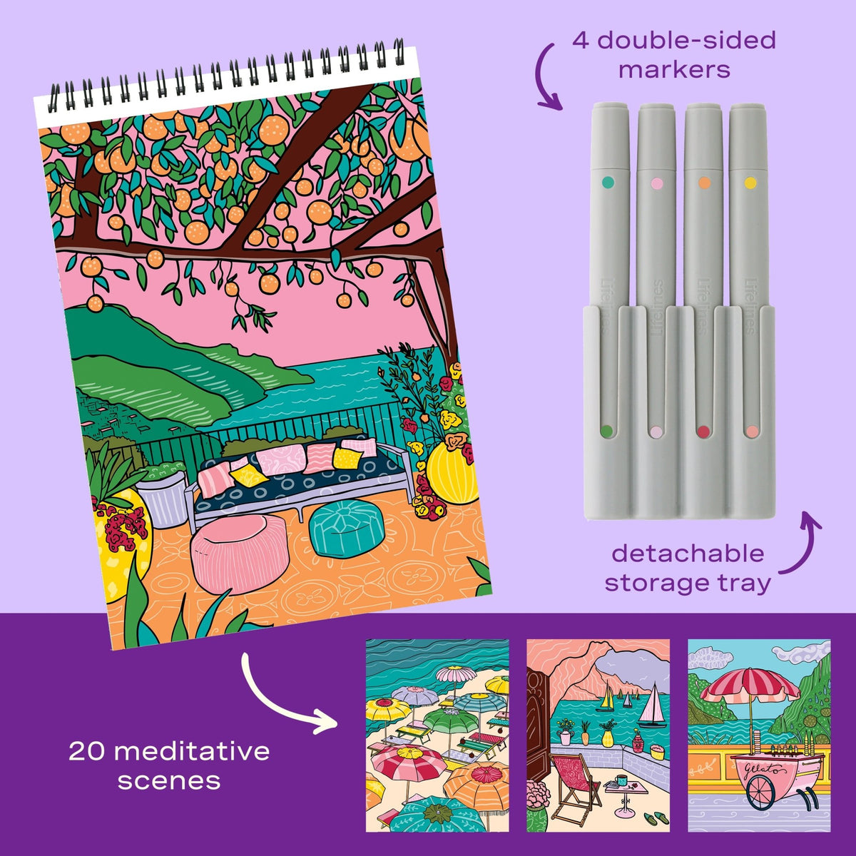 Lifelines FlowArt Color-to-Reveal Citrus Coastlines
