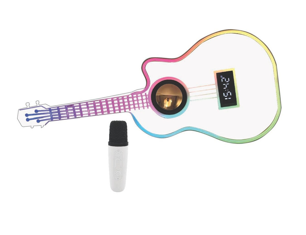Rock Star Karaoke Guitar Speaker & Mic Set White