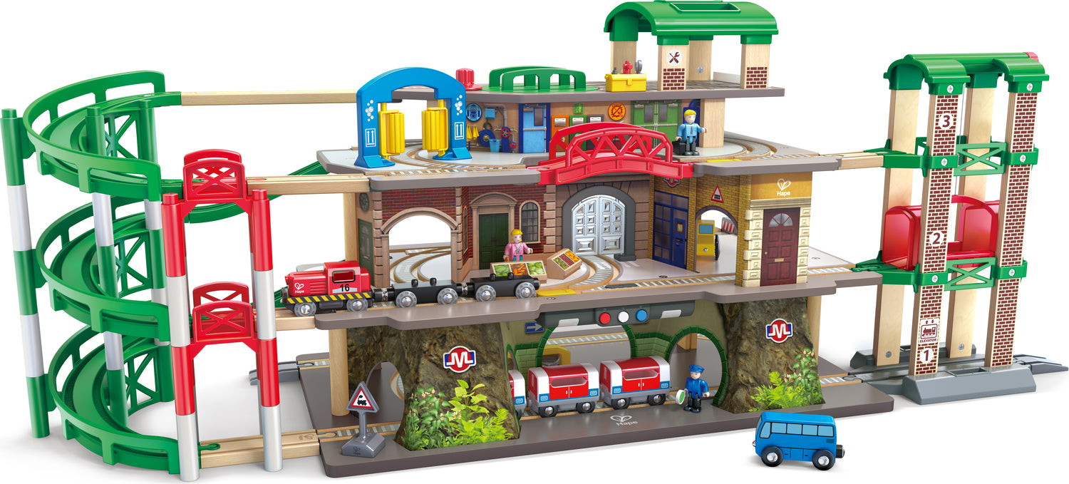 Hape E3883 Multi-Level Railway City Set – Turner Toys