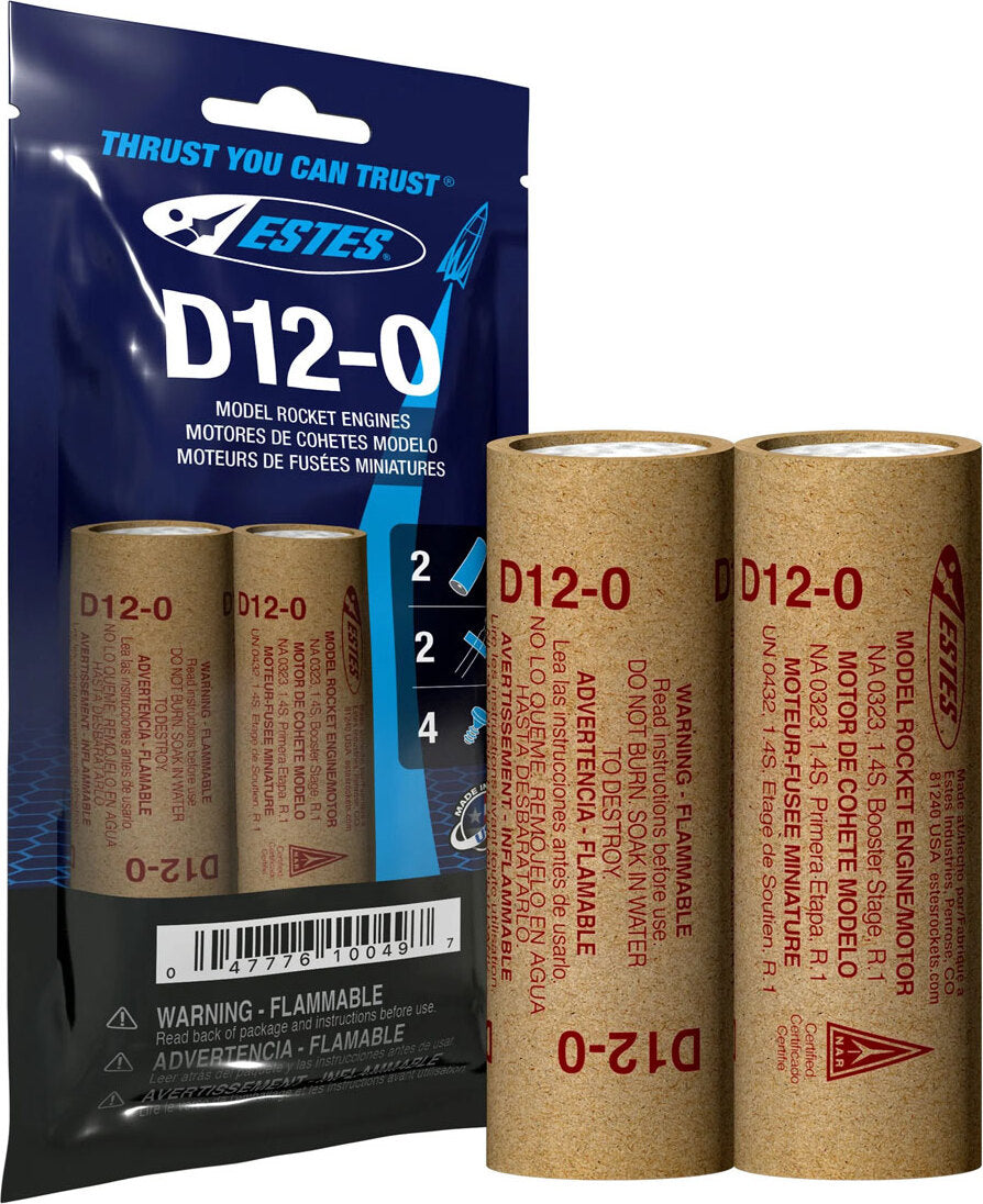 D12-0 Model Rocket Engines, (2pk)