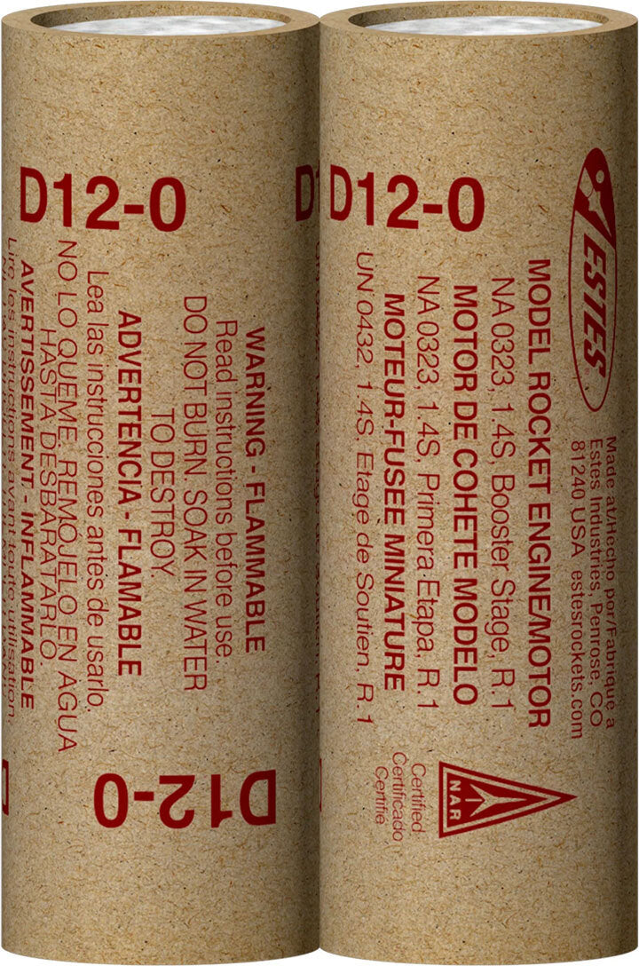 D12-0 Model Rocket Engines, (2pk)