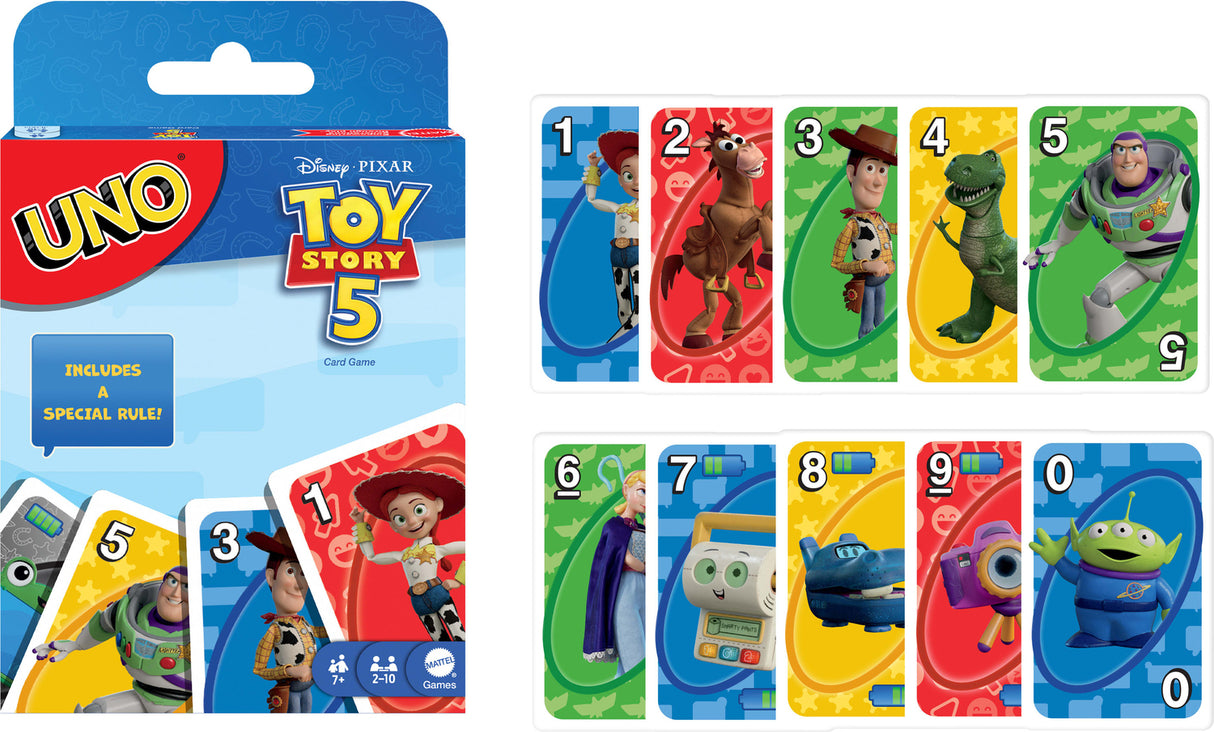 UNO Disney and Pixar Toy Story 5 Card Game for Kid, Adult & Family Nights, Deck Inspired by the Movie