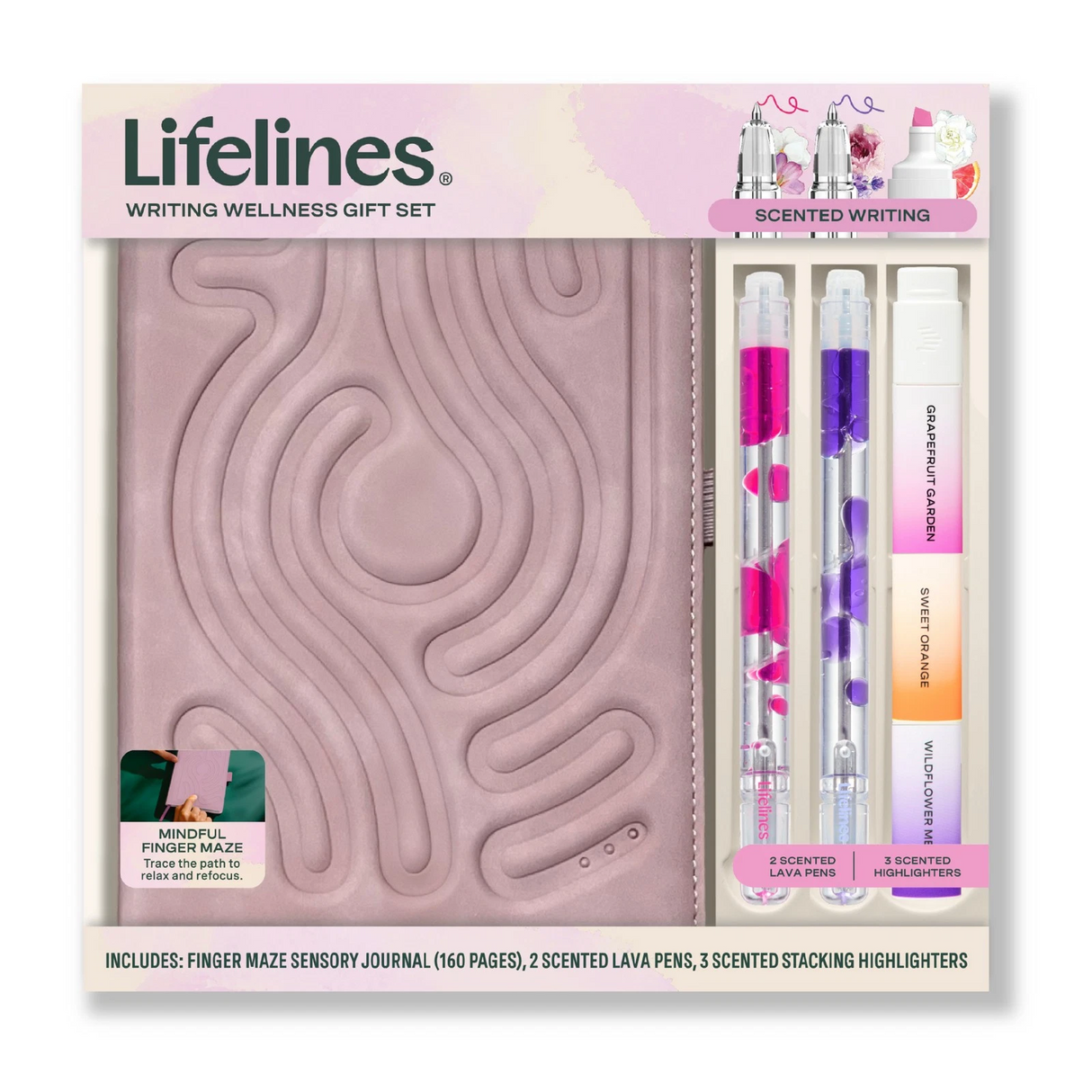 Lifelines Writing Bundle Dusty Pink with Journal Lava Pen Highligter