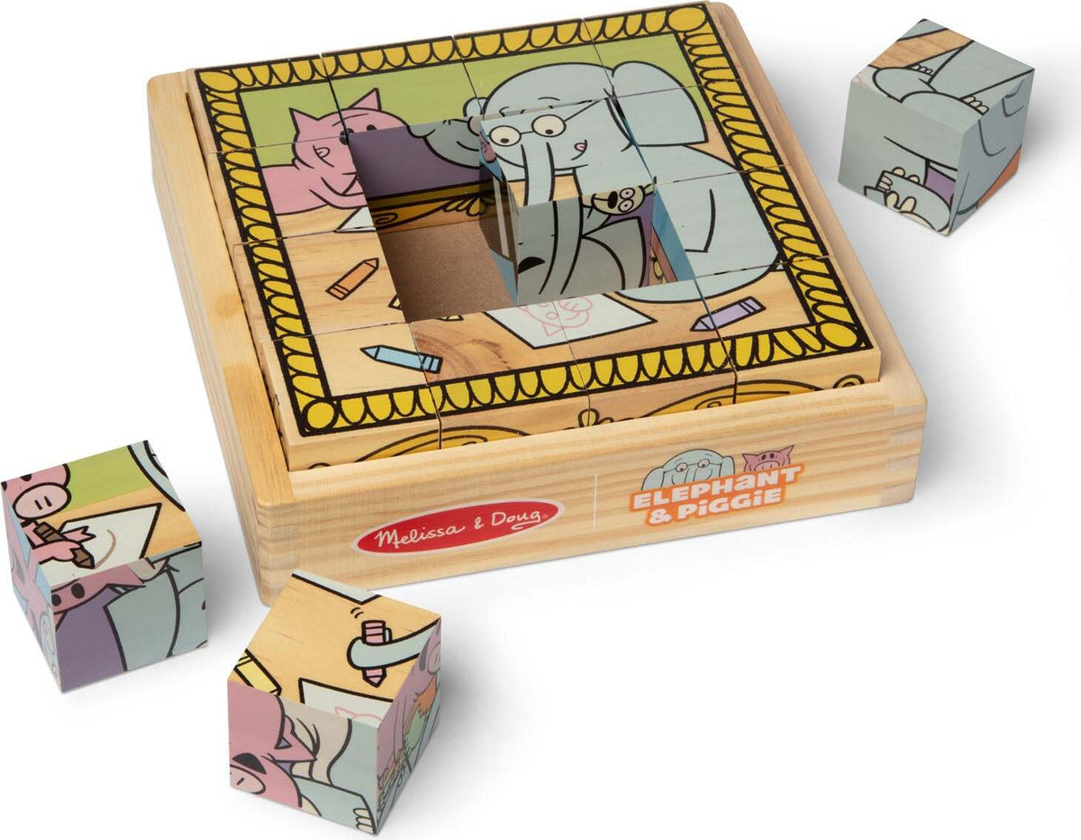 Mo Willems' Elephant & Piggie Wooden Cube Puzzle