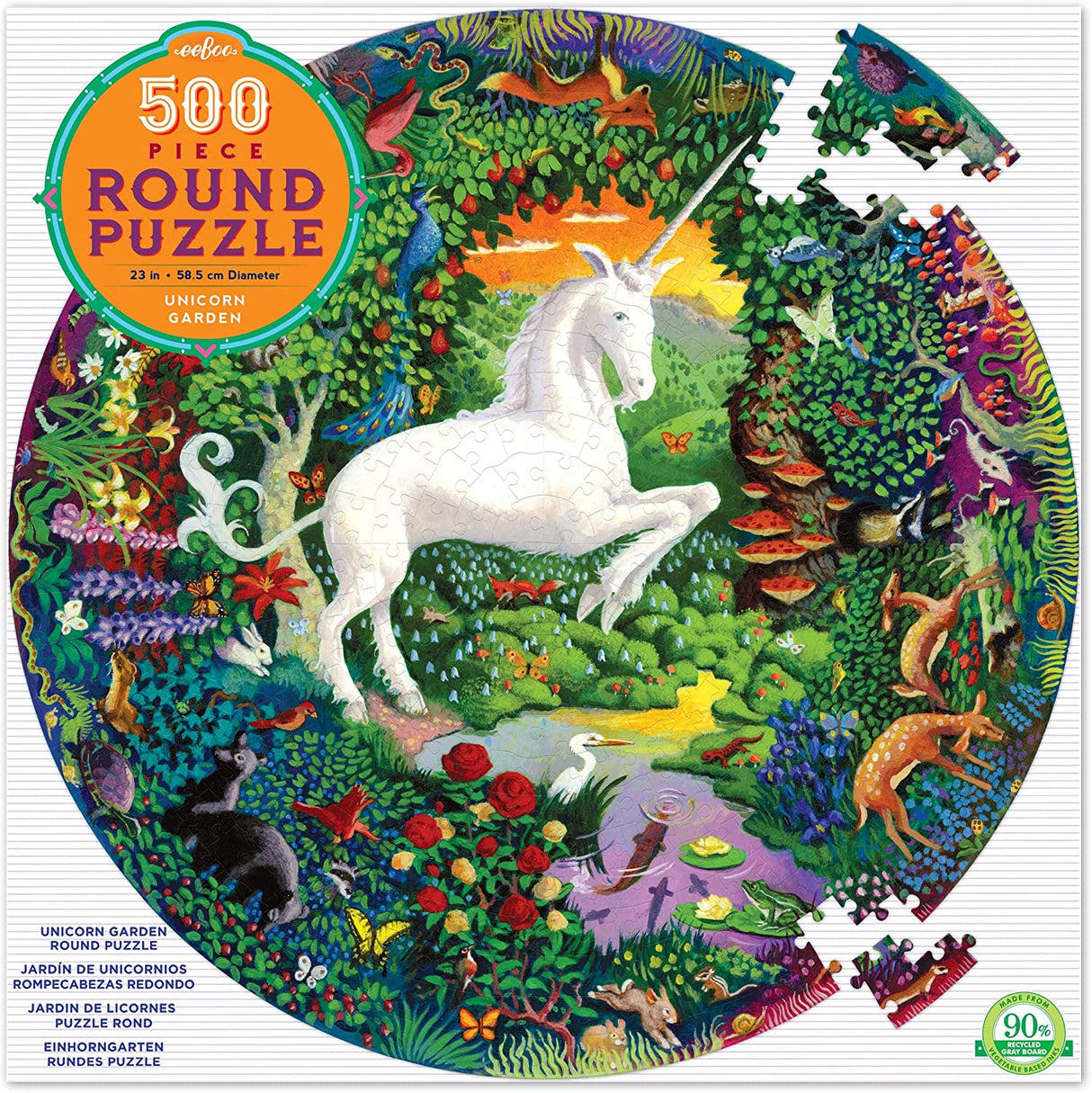 Unicorn Garden 500 Piece Round Jigsaw Puzzle