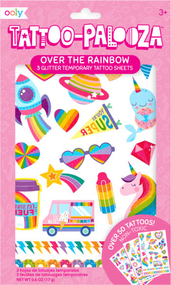 Tattoo-palooza Temporary Tattoos Over The Rainbow 3 Sheets