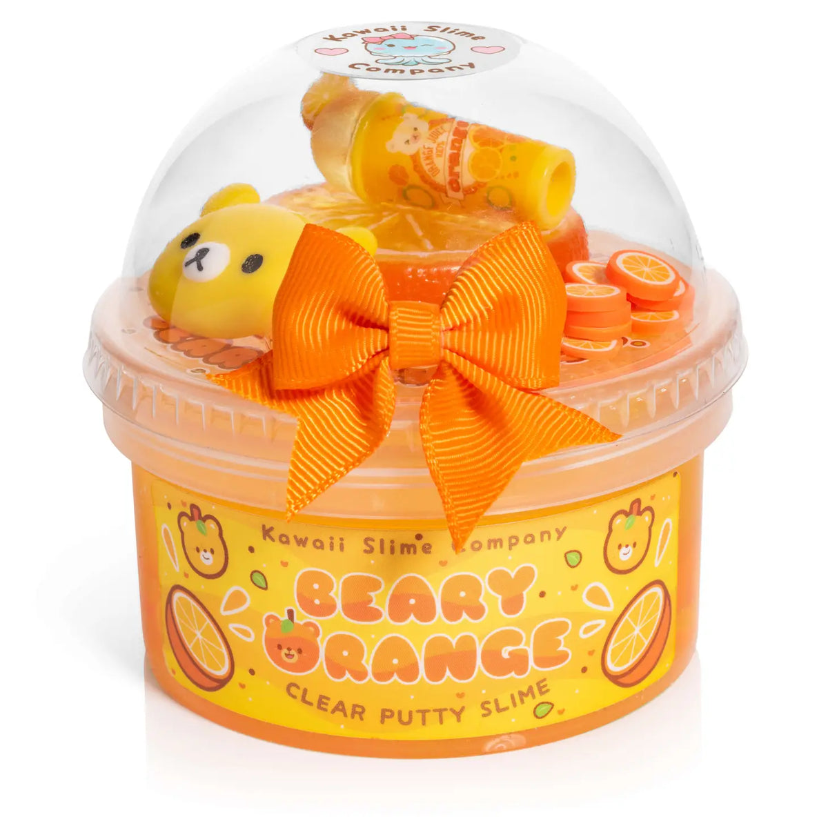 Beary Orange Clear Putty Kawaii Slime