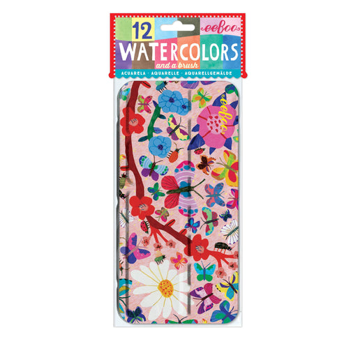 Butterflies Watercolor Tin with Brush