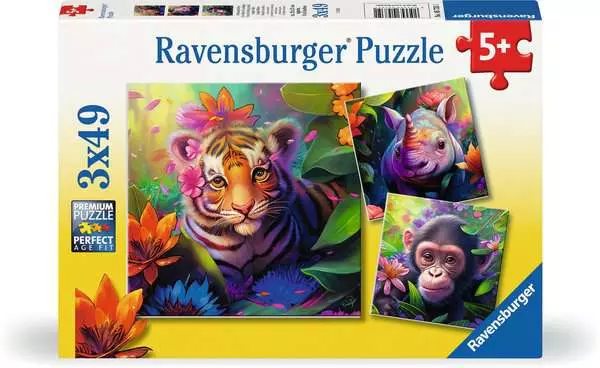 Jungle Babies Triple 49 Piece Jigsaw Puzzle