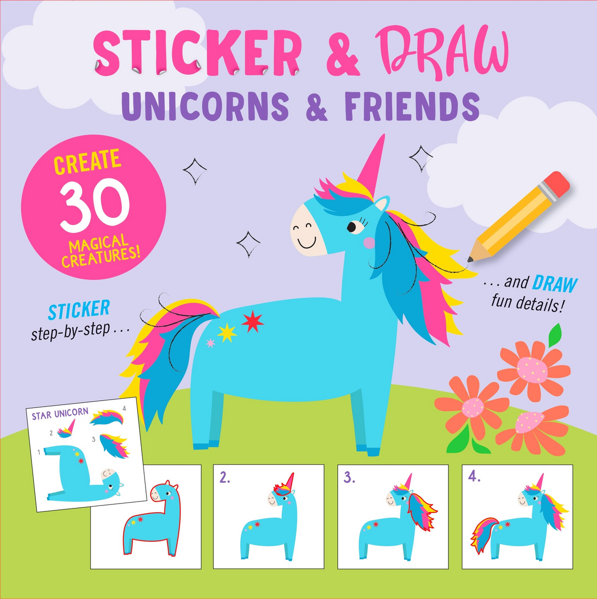 Sticker & Draw Unicorns & Friends (Create 30 Images)