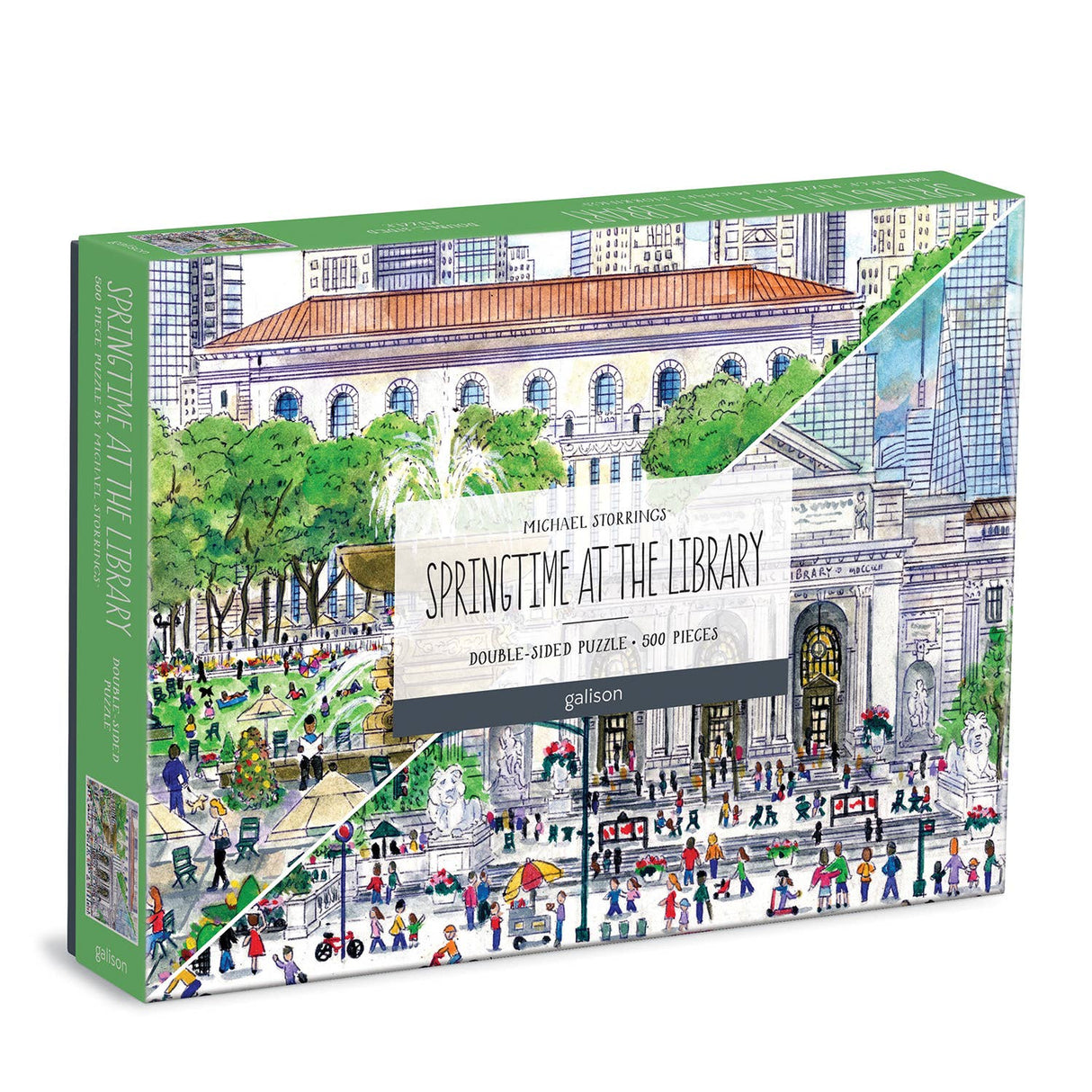 Springtime At the Library 500 Piece Double-Sided Puzzle
