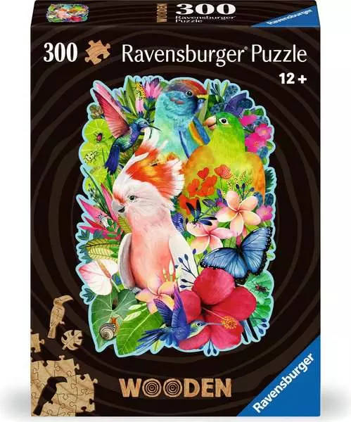 Beautiful Birds Wooden Shaped 300 Piece Jigsaw Puzzle