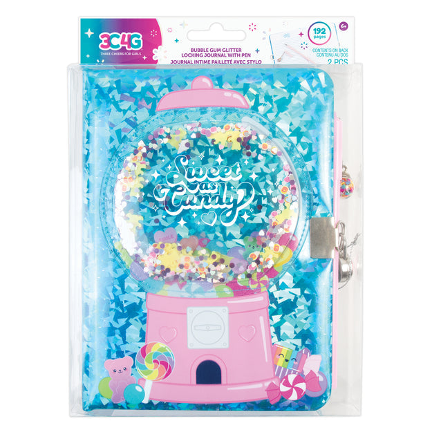 Bubble Gum Glitter Locking Journal