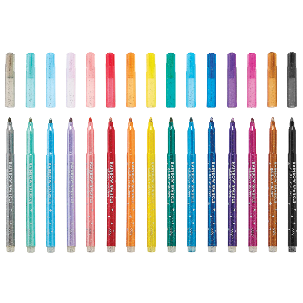 Rainbow Sparkle Glitter Markers - Set of 15