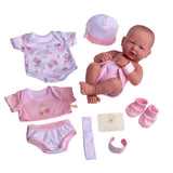 La Newborn Nursery 8 piece Layette Pink Baby Doll Gift Set 14 inch Lifelike Newborn Doll
