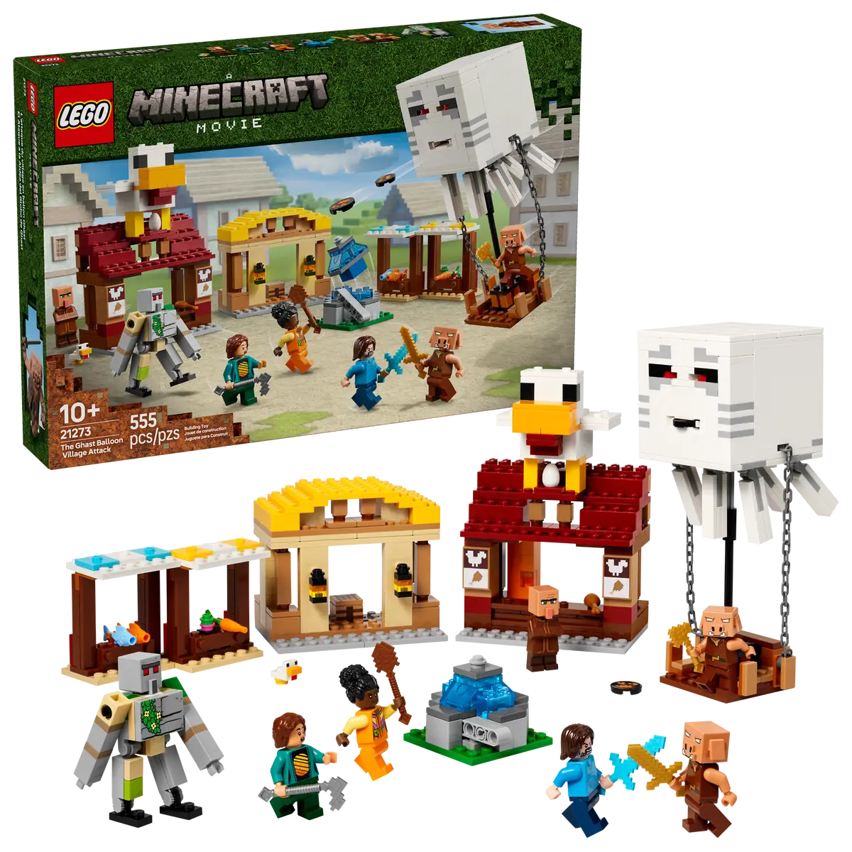 LEGO Minecraft 21273 The Ghast Balloon Village Attack