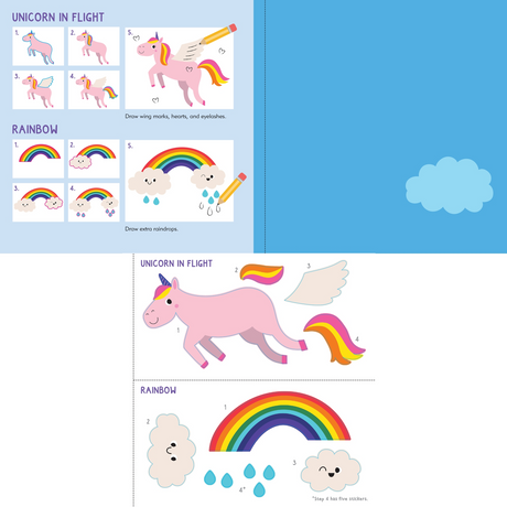 Sticker & Draw Unicorns & Friends (Create 30 Images)