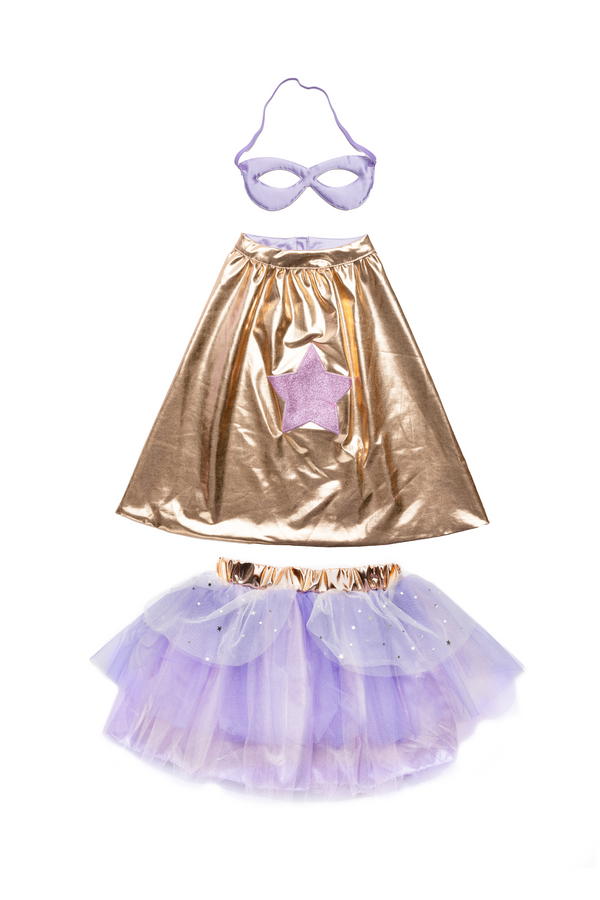 Super Duper Tutu, Cape & Mask Lilac/Rose Gold - Size 4/6