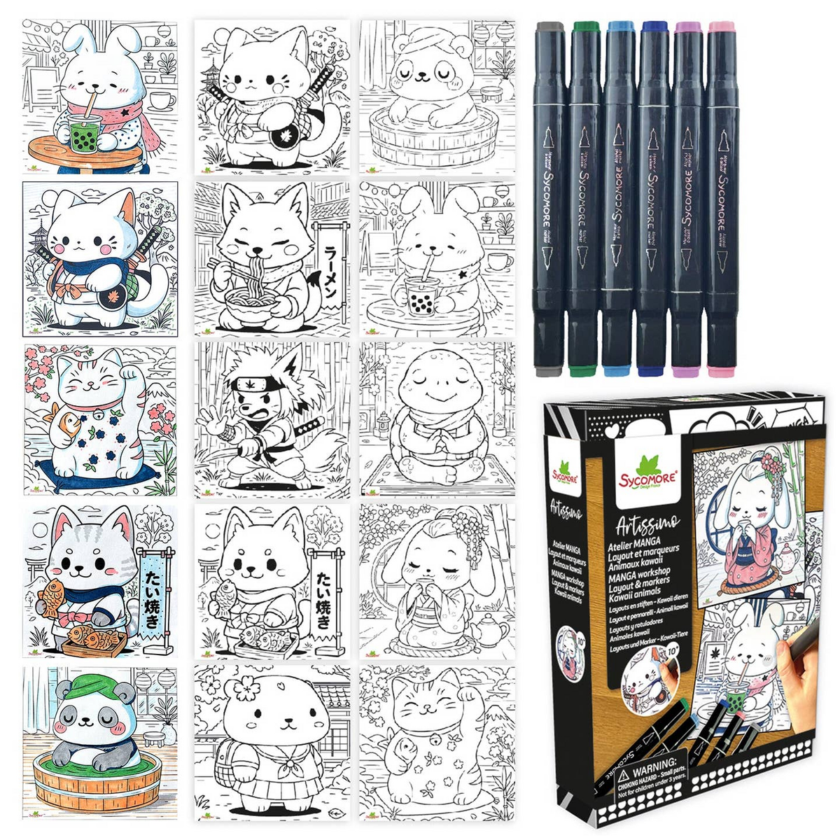 Artissimo -S Layout and Markers Kawaii Animals - 10y+