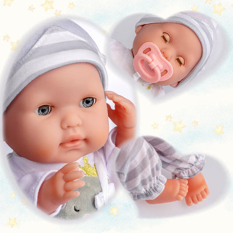Berenguer Boutique 15" Soft Body Baby Doll Open/Close Eyes with Grey Outfit