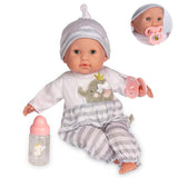 Berenguer Boutique 15" Soft Body Baby Doll Open/Close Eyes with Grey Outfit