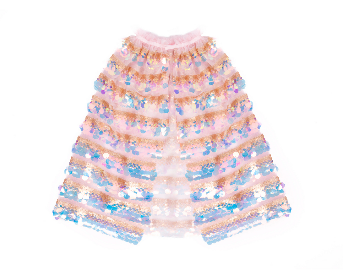 The 5th Avenue Paillette Cape, Gold/Light Pink, Size 4-6