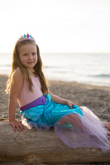 Mermaid Glimmer Skirt with Tiara, Lilac/Blue, Size 5-6
