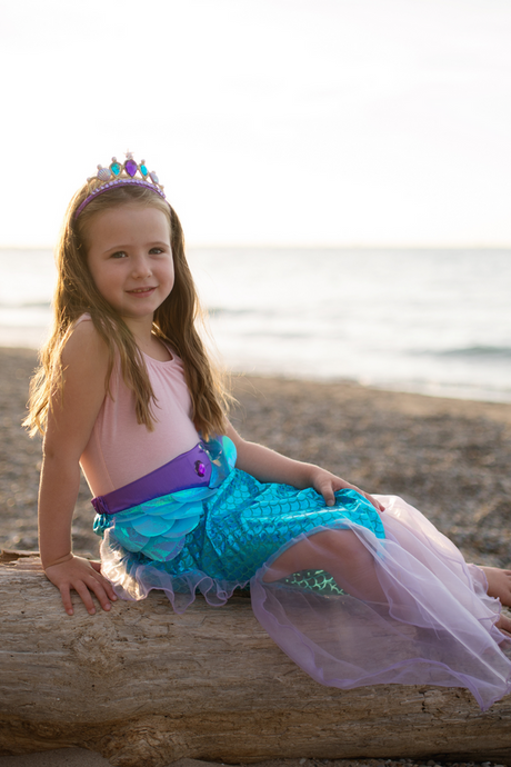 Mermaid Glimmer Skirt with Tiara, Lilac/Blue, Size 5-6